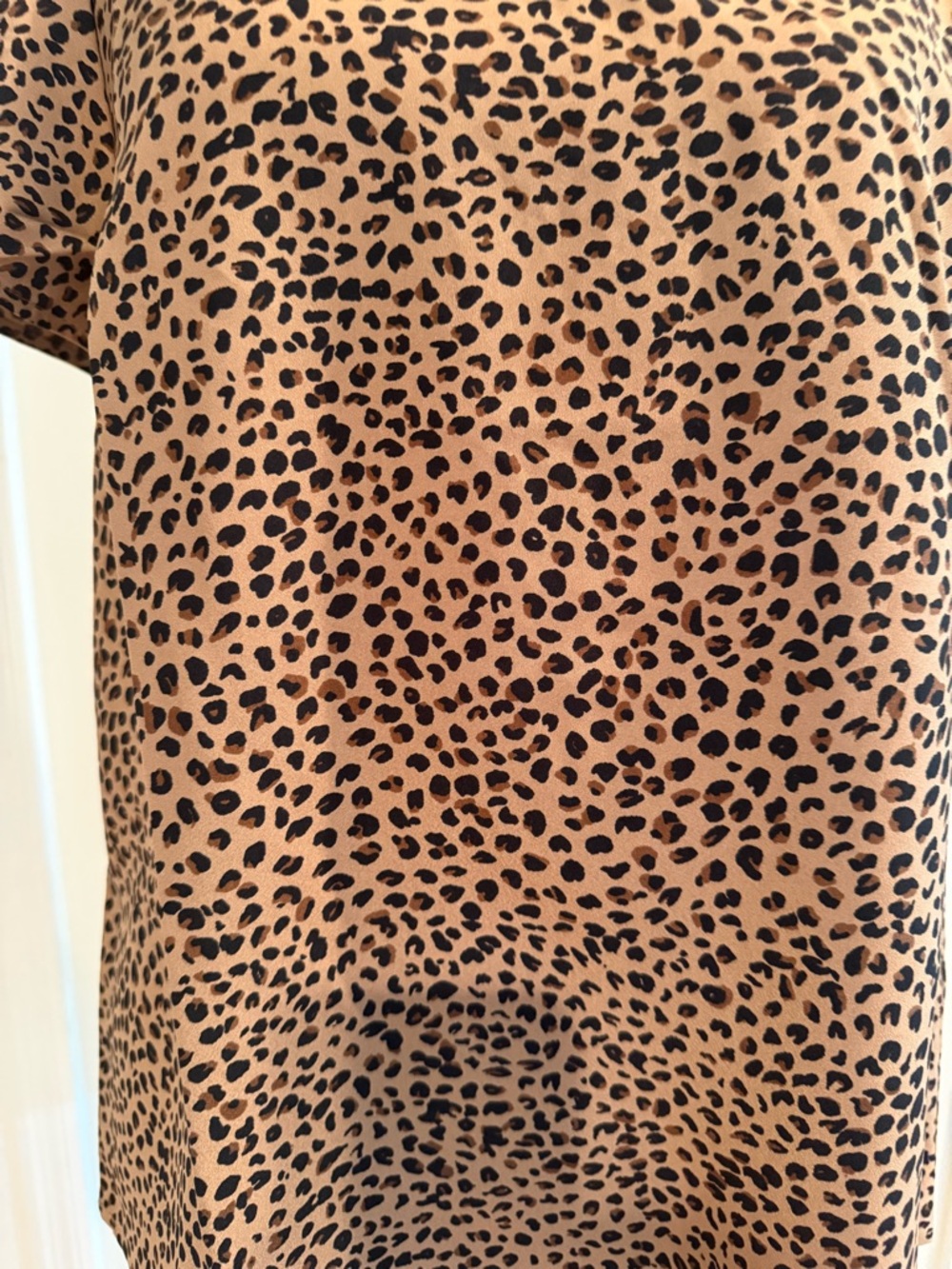 J. Crew Factory Brown and Black Leopard-Print Short Sleeve Blouse - Picture 3 of 4